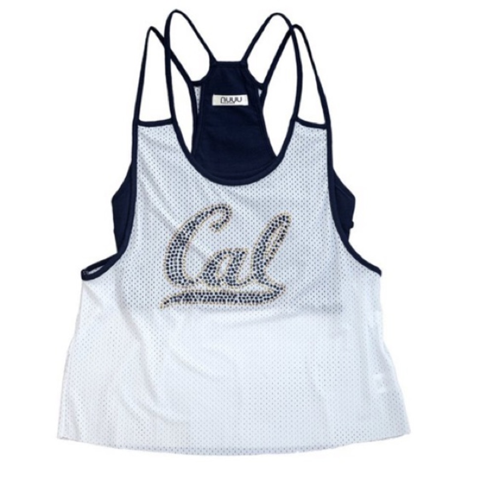 UNIVERSITY OF CALIFORNIA, BERKELEY MESH TANK WITH RHINESTONES ATTACHED BRALETTE